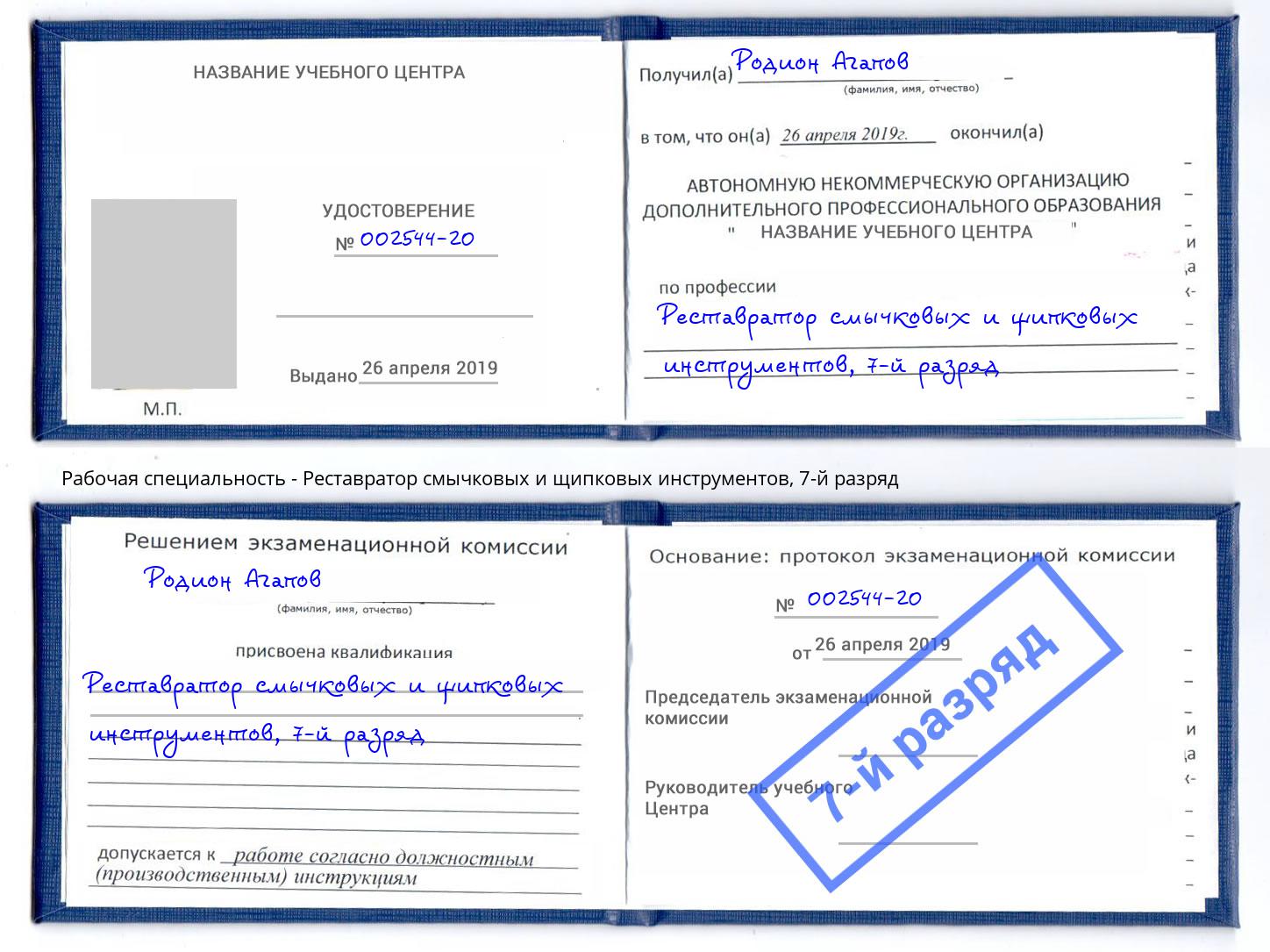 корочка 7-й разряд Реставратор смычковых и щипковых инструментов Кинель