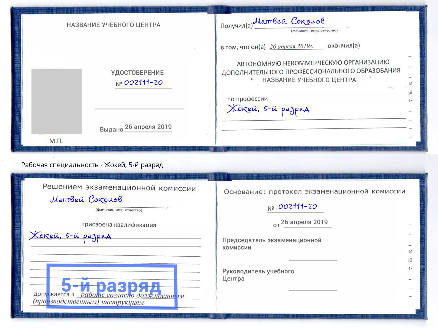 корочка 5-й разряд Жокей Кинель